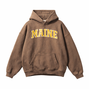 Maine State Pride Hoodie in Brown / Cream