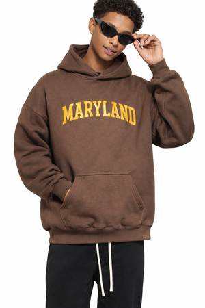 Maryland State Pride Hoodie in Brown / Cream — lifestyle 1