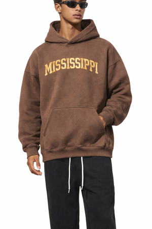 Mississippi State Pride Hoodie in Brown / Cream — lifestyle 1