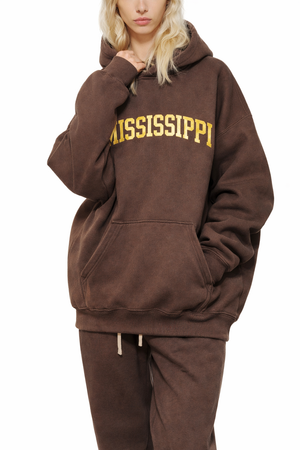 Mississippi State Pride Hoodie in Brown / Cream — lifestyle 2