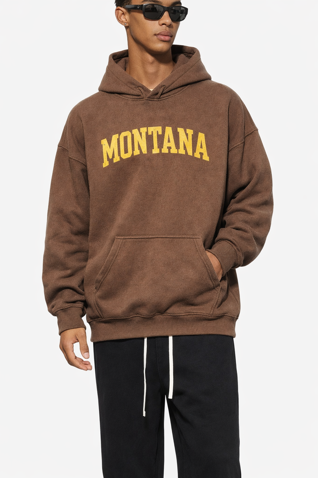 Montana State Pride Hoodie in Brown / Cream — lifestyle 1