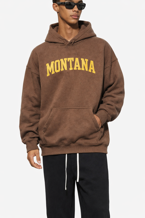 Montana State Pride Hoodie in Brown / Cream — lifestyle 1