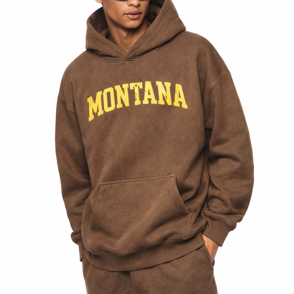 Montana State Pride Hoodie in Brown / Cream — lifestyle 2