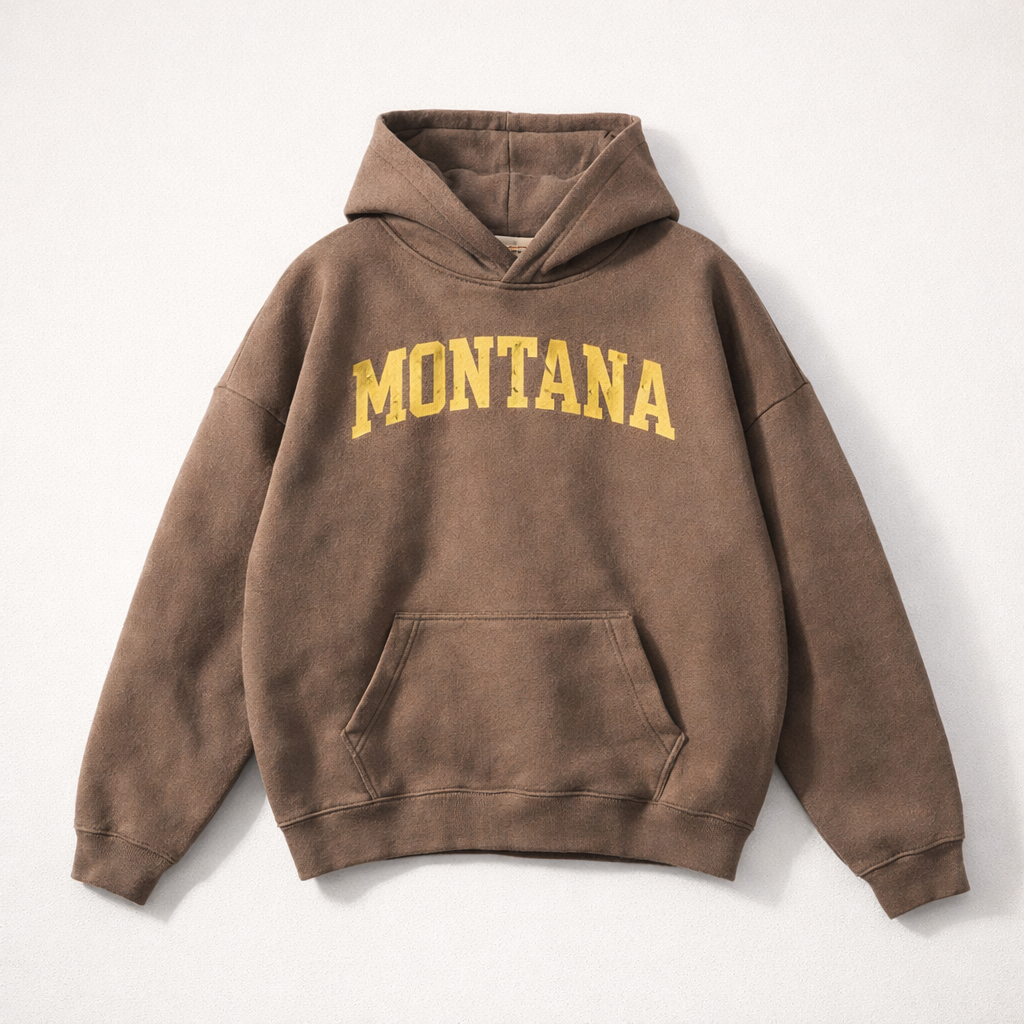 Montana State Pride Hoodie in Brown / Cream