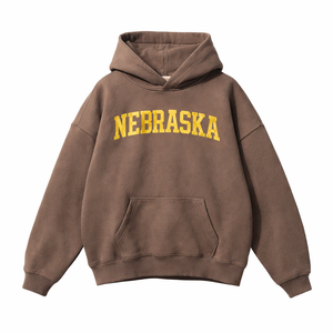 Nebraska State Pride Hoodie in Brown / Cream