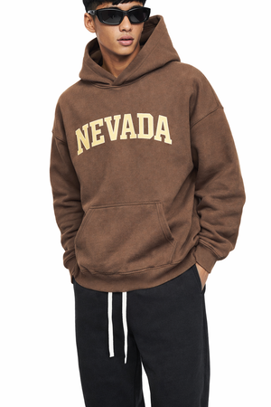Nevada State Pride Hoodie in Brown / Cream — lifestyle 2