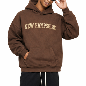 New Hampshire State Pride Hoodie in Brown / Cream — lifestyle 1
