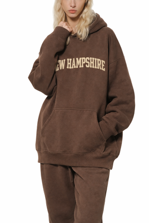 New Hampshire State Pride Hoodie in Brown / Cream — lifestyle 2