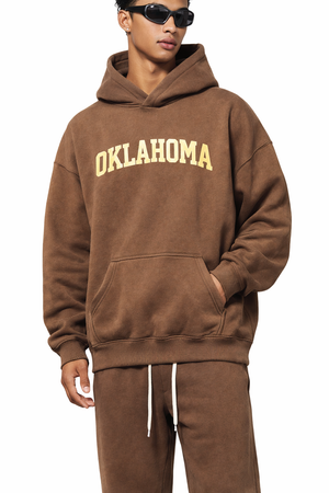Oklahoma State Pride Hoodie in Brown / Cream — lifestyle 1