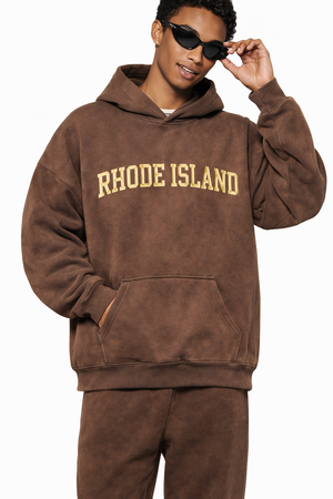 Rhode Island State Pride Hoodie in Brown / Cream — lifestyle 1
