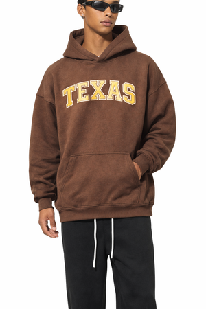 Texas State Pride Hoodie in Brown / Cream — lifestyle 1