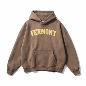 Vermont State Pride Hoodie in Brown / Cream