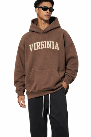 Virginia State Pride Hoodie in Brown / Cream — lifestyle 1