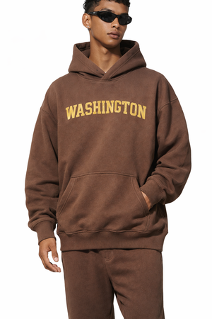 Washington State Pride Hoodie in Brown / Cream — lifestyle 1
