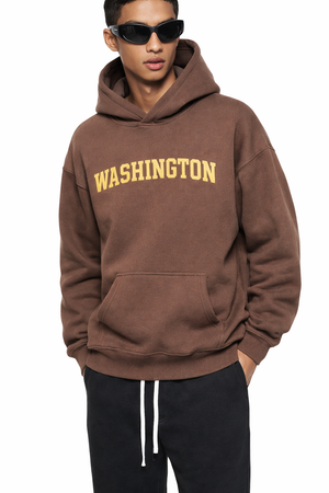 Washington State Pride Hoodie in Brown / Cream — lifestyle 2