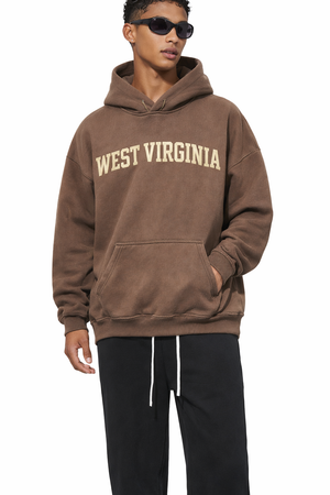 West Virginia State Pride Hoodie in Brown / Cream — lifestyle 1