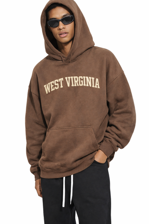 West Virginia State Pride Hoodie in Brown / Cream — lifestyle 2