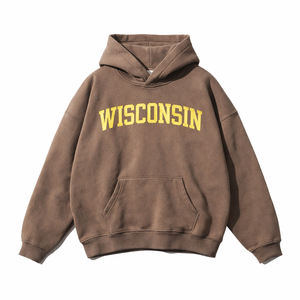 Wisconsin State Pride Hoodie in Brown / Cream