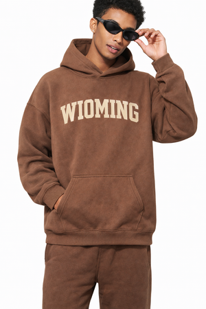 Wyoming State Pride Hoodie in Brown / Cream — lifestyle 1