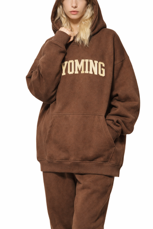 Wyoming State Pride Hoodie in Brown / Cream — lifestyle 2