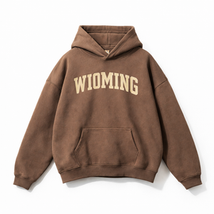Wyoming State Pride Hoodie in Brown / Cream