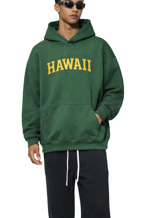Hawaii State Pride Hoodie in Eden Green / Cream — lifestyle 1