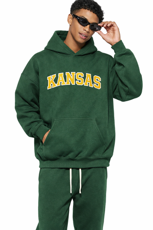 Kansas State Pride Hoodie in Eden Green / Gold — lifestyle 1