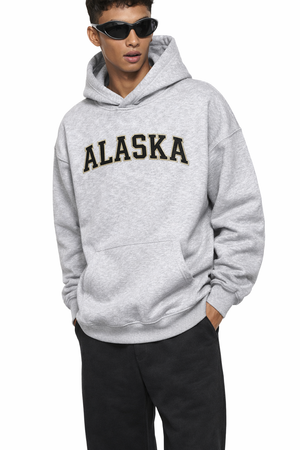 Alaska State Pride Hoodie in Flower Gray / Charcoal — lifestyle 2