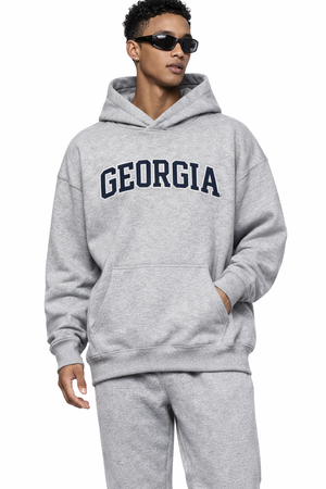 Georgia State Pride Hoodie in Flower Gray / Navy — lifestyle 1