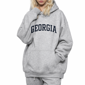 Georgia State Pride Hoodie in Flower Gray / Navy — lifestyle 2