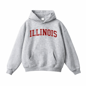 Illinois State Pride Hoodie in Flower Gray / Red