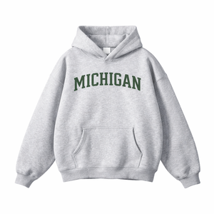 Michigan State Pride Hoodie in Flower Gray / Forest Green