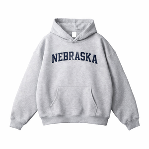 Nebraska State Pride Hoodie in Flower Gray / Navy
