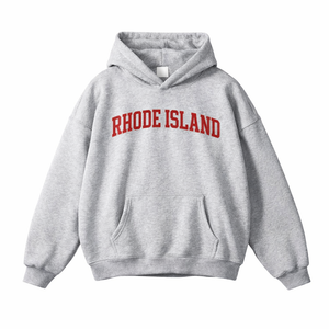 Rhode Island State Pride Hoodie in Flower Gray / Dull Red