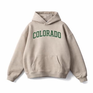 Colorado State Pride Hoodie in Gray Apricot / Forest Green