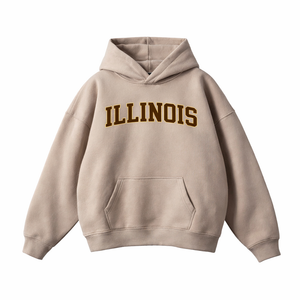 Illinois State Pride Hoodie in Gray Apricot / Brown