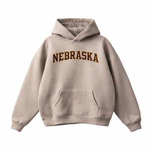 Nebraska State Pride Hoodie in Gray Apricot / Brown