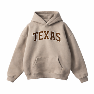 Texas State Pride Hoodie in Gray Apricot / Dark Brown
