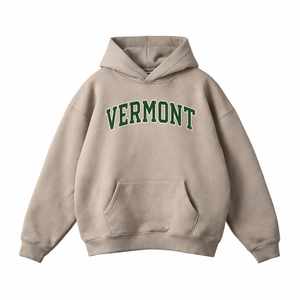 Vermont State Pride Hoodie in Gray Apricot / Forest Green