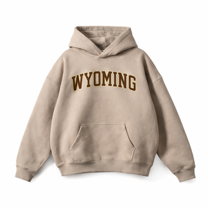 Wyoming State Pride Hoodie in Gray Apricot / Coffee