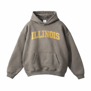 Illinois State Pride Hoodie in Gray Coffee / Cream