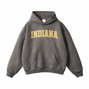 Indiana State Pride Hoodie in Gray Coffee / Cream