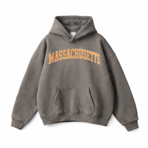 Massachusetts State Pride Hoodie in Gray Coffee / Cream