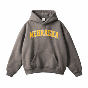Nebraska State Pride Hoodie in Gray Coffee / Gold