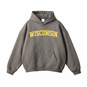 Wisconsin State Pride Hoodie in Gray Coffee / Cream