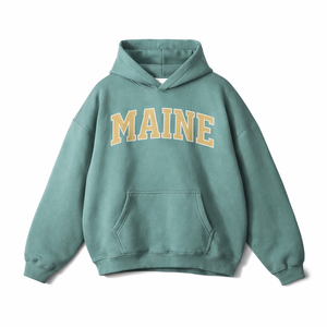 Maine State Pride Hoodie in Medium Green / Sand