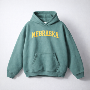 Nebraska State Pride Hoodie in Medium Green / Cream