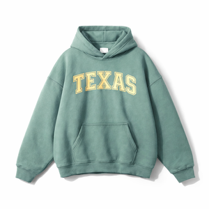 Texas State Pride Hoodie in Medium Green / Cream