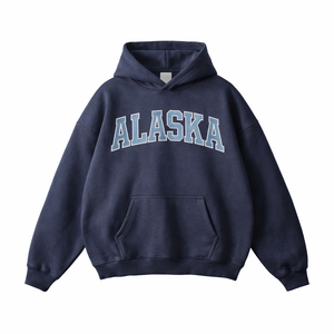 Alaska State Pride Hoodie in Navy / Ice Blue