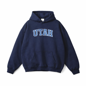 Utah State Pride Hoodie in Navy / Sky Blue